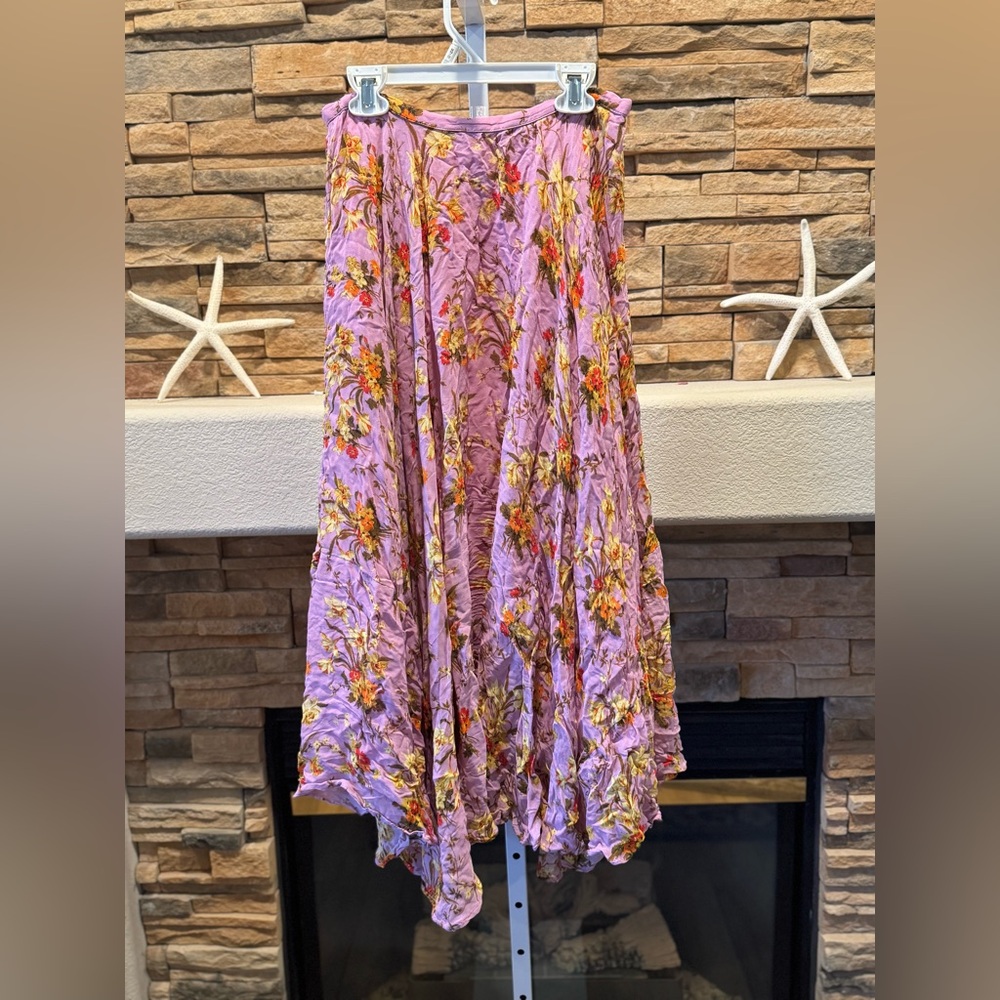 Anthropologie A-Line Skirt in Lavender and Yellow Floral 6 petite *flaw